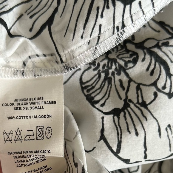 Silvia Tcherassi Black White Frames Jessica Floral Blouse Sz XS - Picture 9 of 11